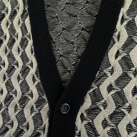 COOGI Australia Authentic Women Cardigan XL Pure Wool Ivory Black Buttons 3D - Picture 8 of 16